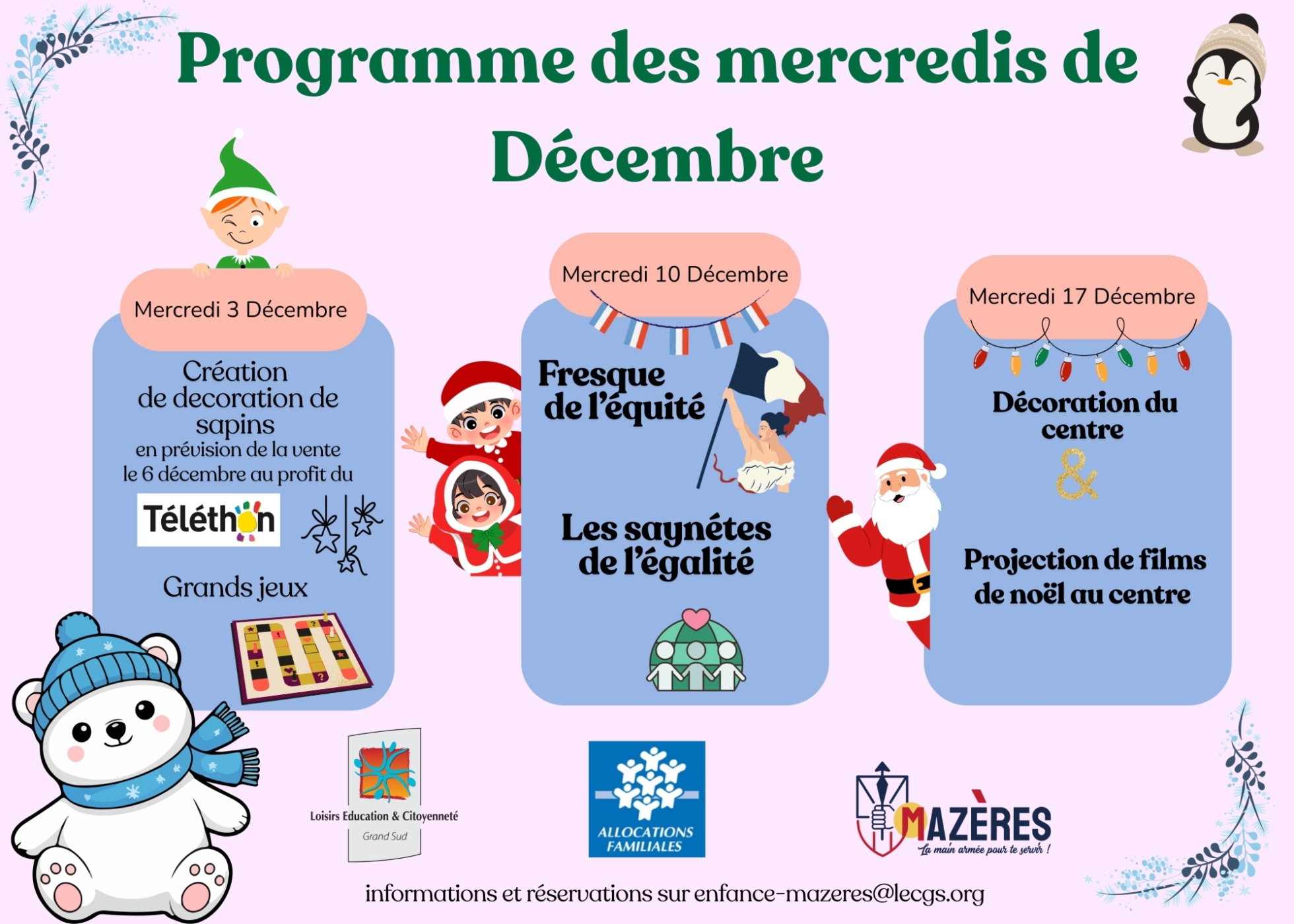 programmme mercredis de décembre 25